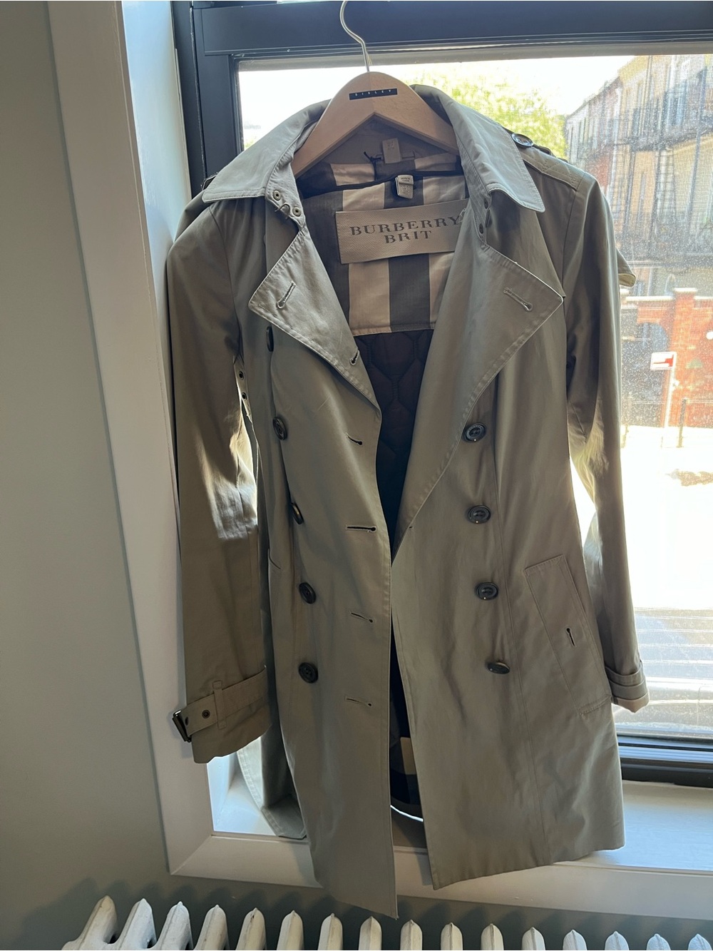 Burberry Brit Beige Trench Coat with Quilted Black Lining